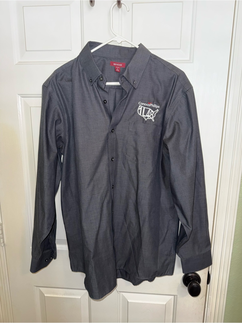 Redhouse Lower 48 Button Down Shirt Mens large charcoal gray microchecked